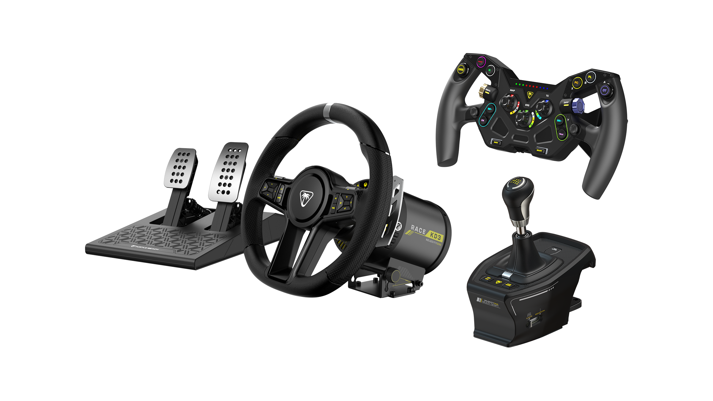 Turtle Beach VelocityOne Race KD3 Racing Wheel & Pedals + VelocityOne F | RX Formula Wheel + VelocityOne Multi | Shift Bundle