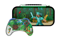Turtle Beach PDP REALMz Wireless Gaming Controller: Minecraft Forest Biome + Travel Case Plus Minecraft Forest Battle for Nintendo Switch Bundle