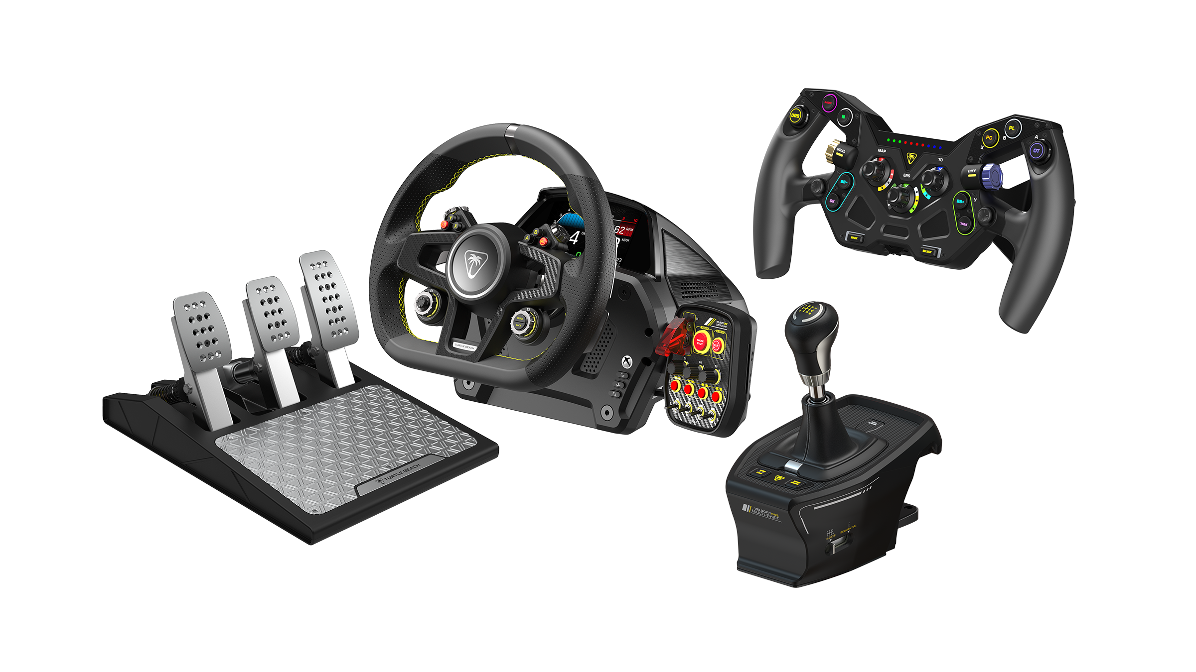 Turtle Beach VelocityOne Race Wheel & Pedal System + VelocityOne F | RX Formula Wheel + VelocityOne Multi | Shift Bundle