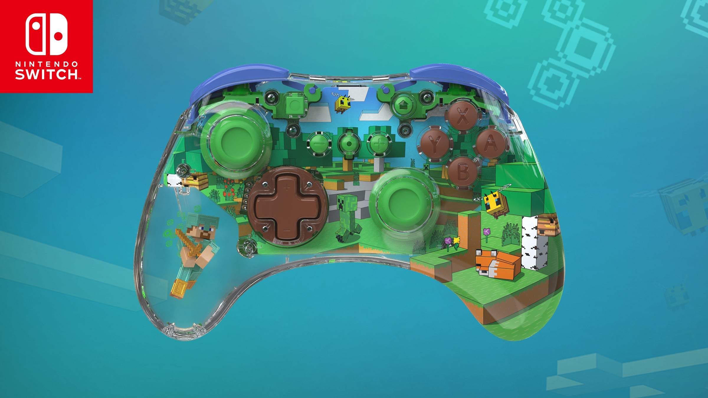 Turtle Beach PDP REALMz Wireless Gaming Controller: Minecraft Forest Biome + Travel Case Plus Minecraft Forest Battle for Nintendo Switch Bundle - Image 2